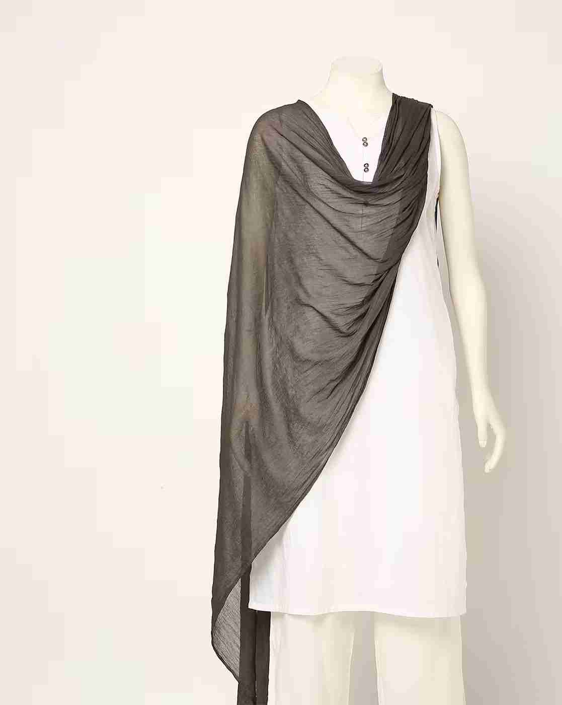 AVAASA MIX N' MATCH | Crushed Dupatta with Beaded Hem|0