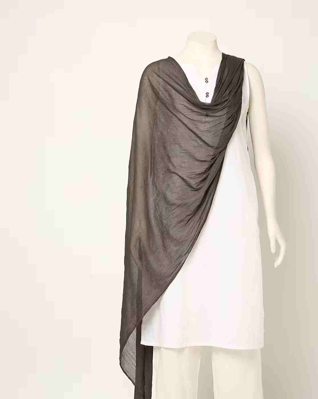 AVAASA MIX N' MATCH | Crushed Dupatta with Beaded Hem|0
