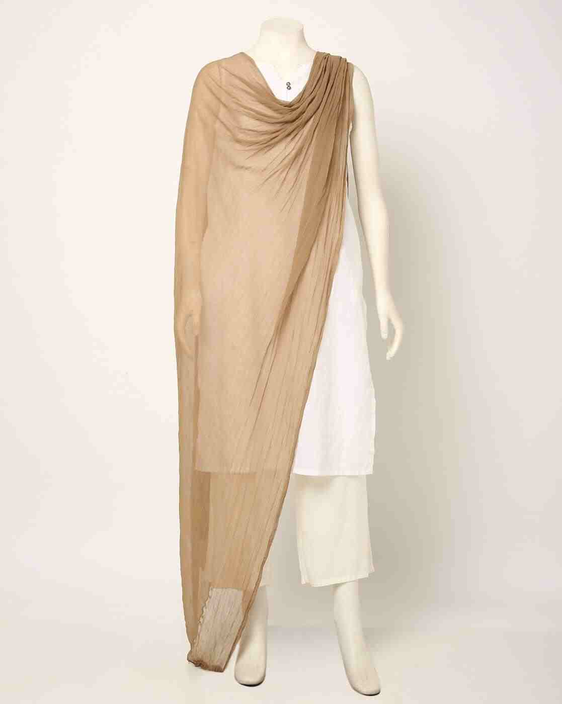 Crushed Dupatta with Beaded Hems