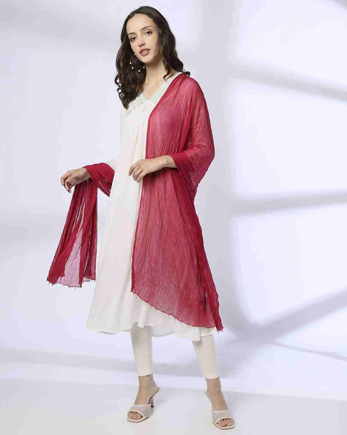 Crushed Dupatta with Beaded Hems