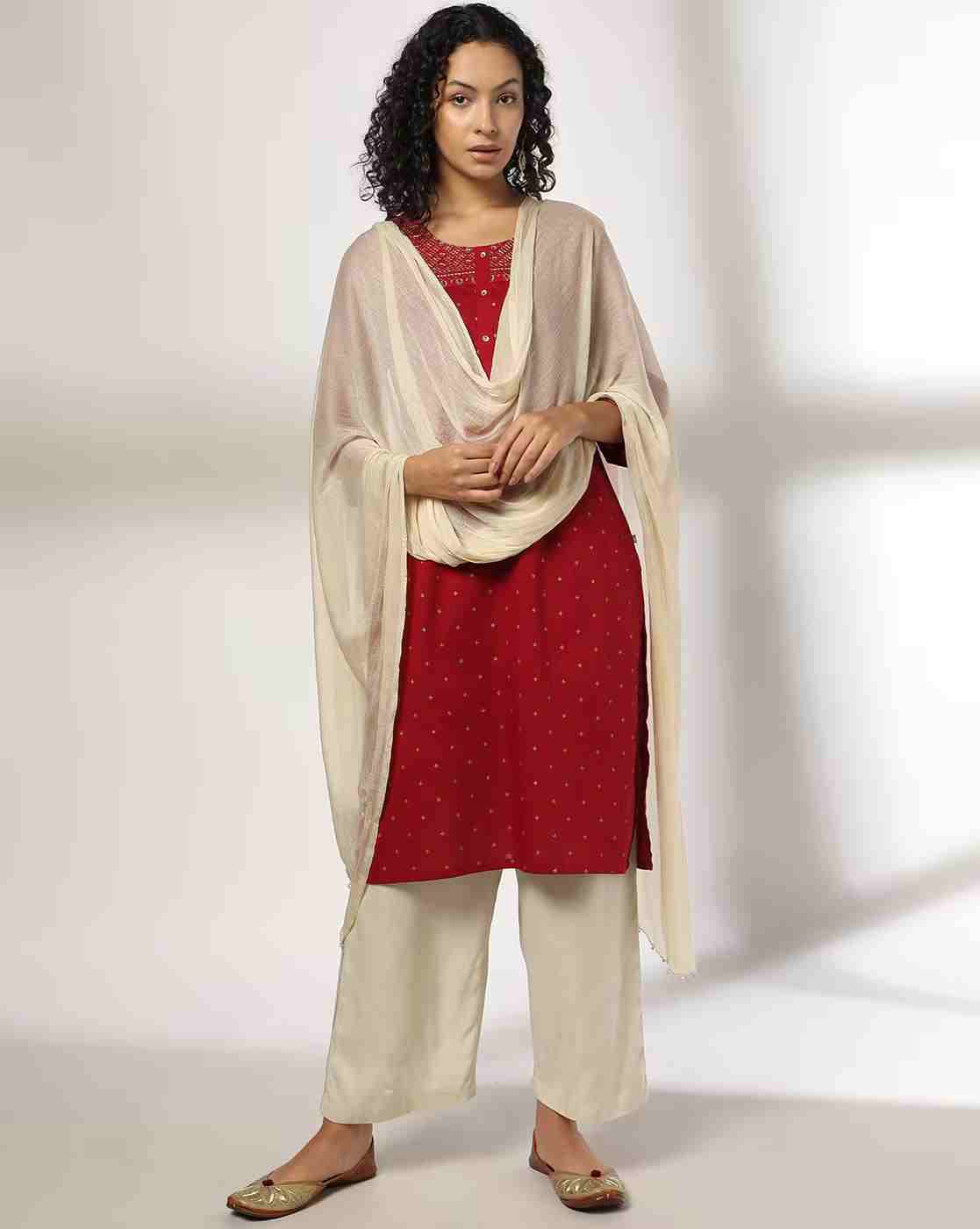 Crushed Dupatta with Beaded Hems