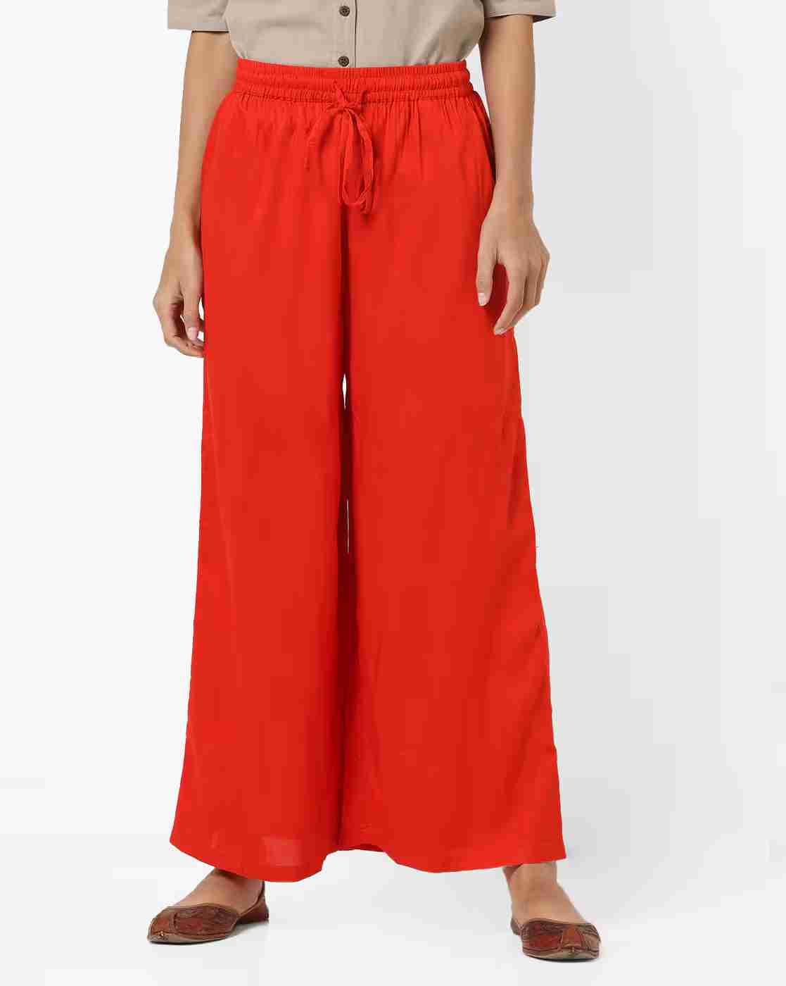 AVAASA MIX N' MATCH | Palazzos with Elasticated Waist & Drawcord|4