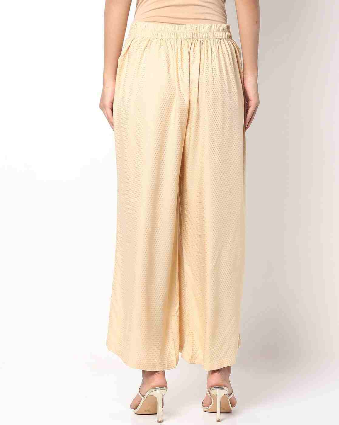 AVAASA MIX N' MATCH | Woven Palazzos with Semi-Elasticated Waist|1