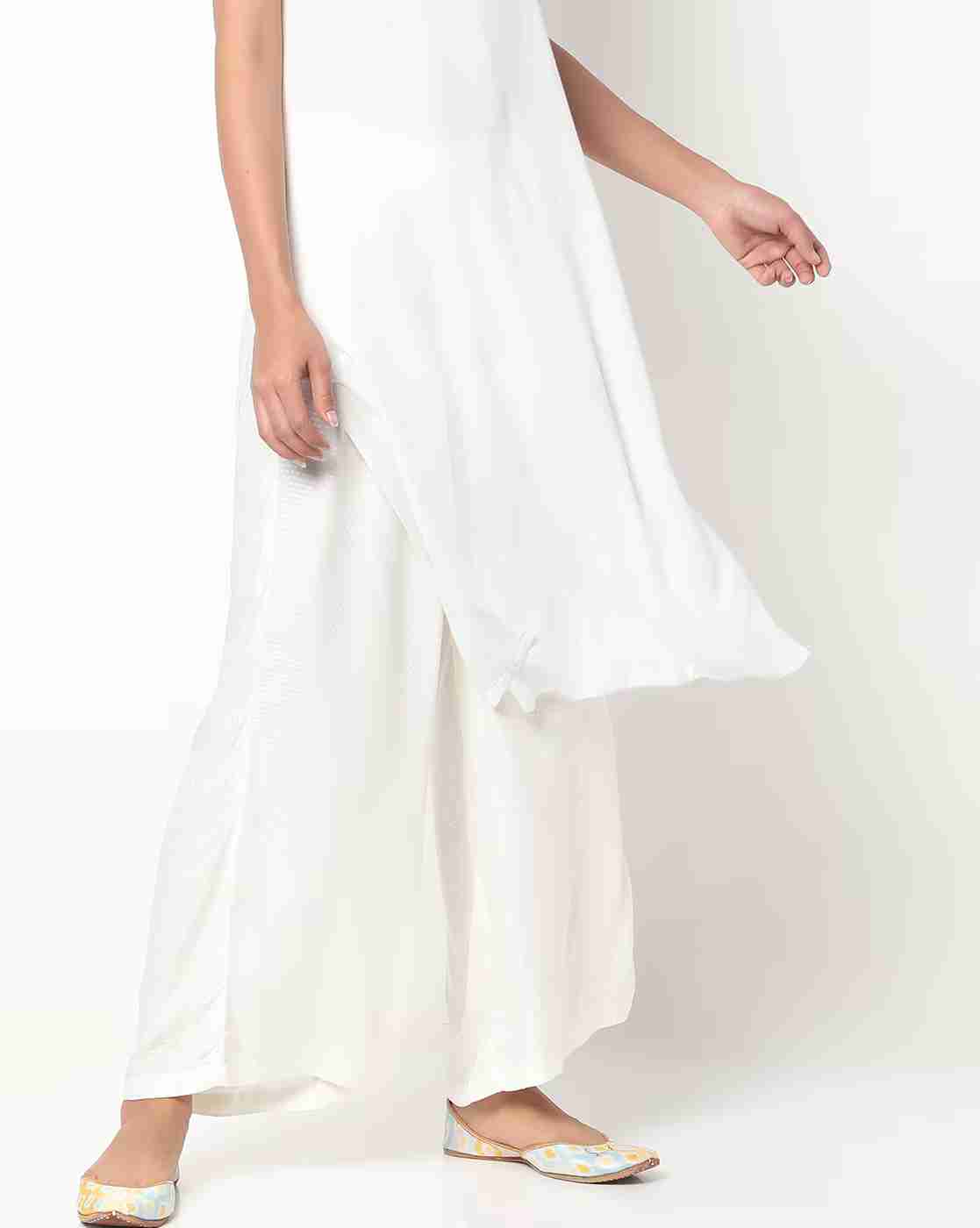 Woven Palazzos with Semi-Elasticated Waist
