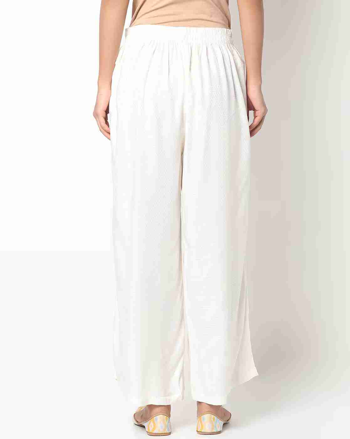 AVAASA MIX N' MATCH | Woven Palazzos with Semi-Elasticated Waist|1