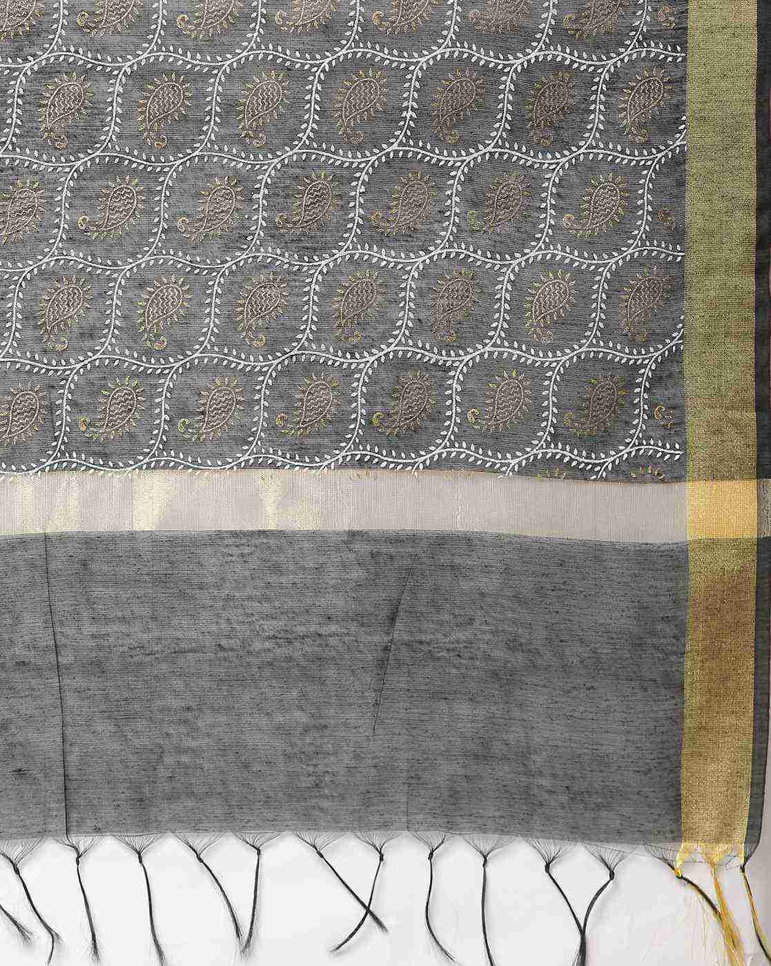 AVAASA MIX N' MATCH | Paisley Chanderi Dupatta with Fringed Hemline|1