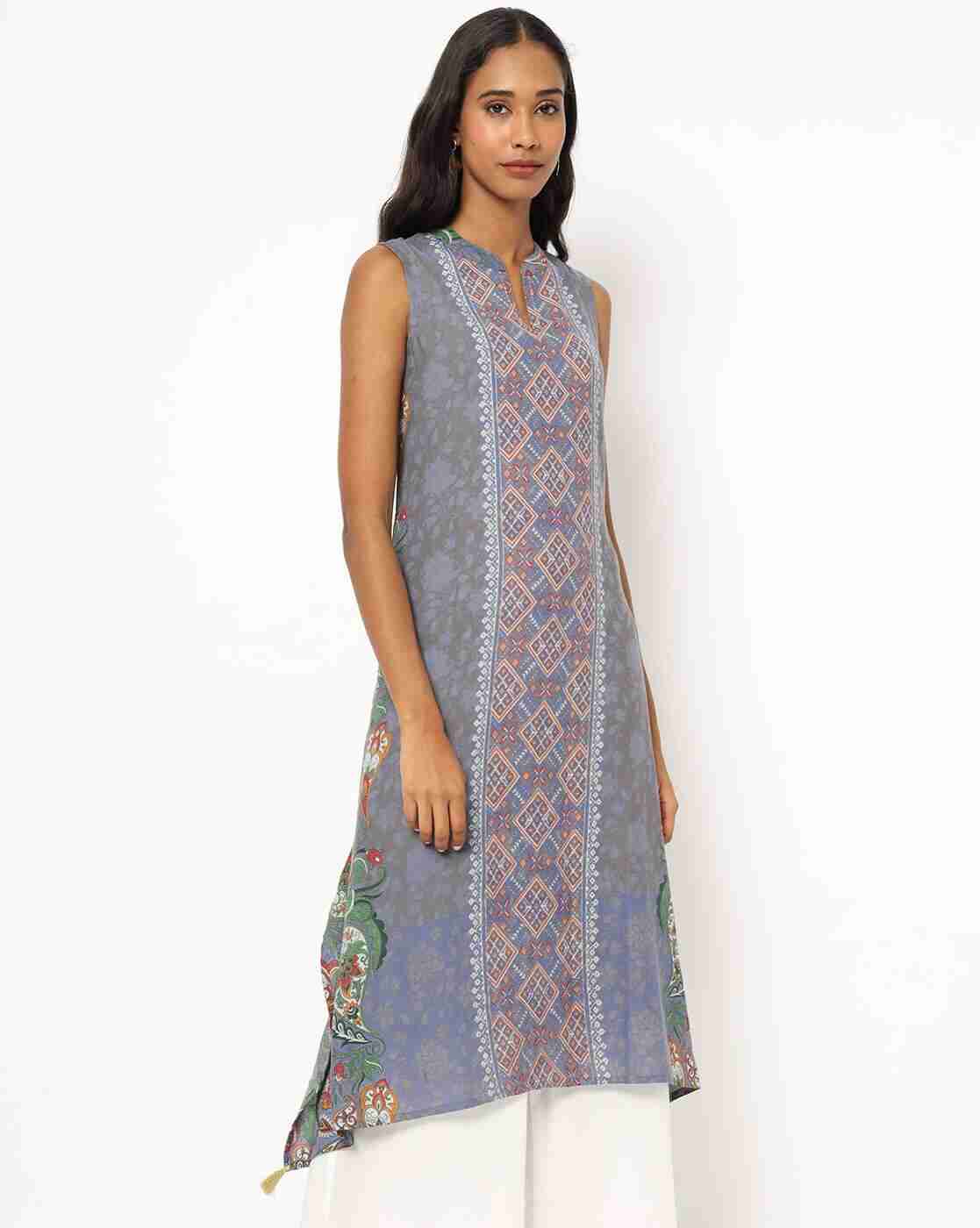 AVAASA MIX N' MATCH | Printed Sleeveless A-line Kurta|0