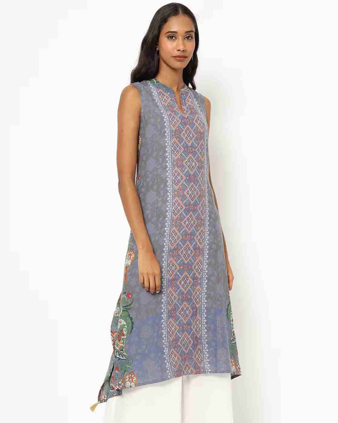 AVAASA MIX N' MATCH | Printed Sleeveless A-line Kurta|0