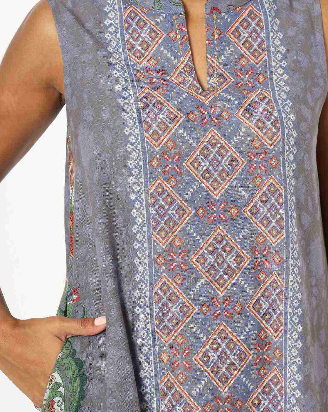 AVAASA MIX N' MATCH | Printed Sleeveless A-line Kurta|2