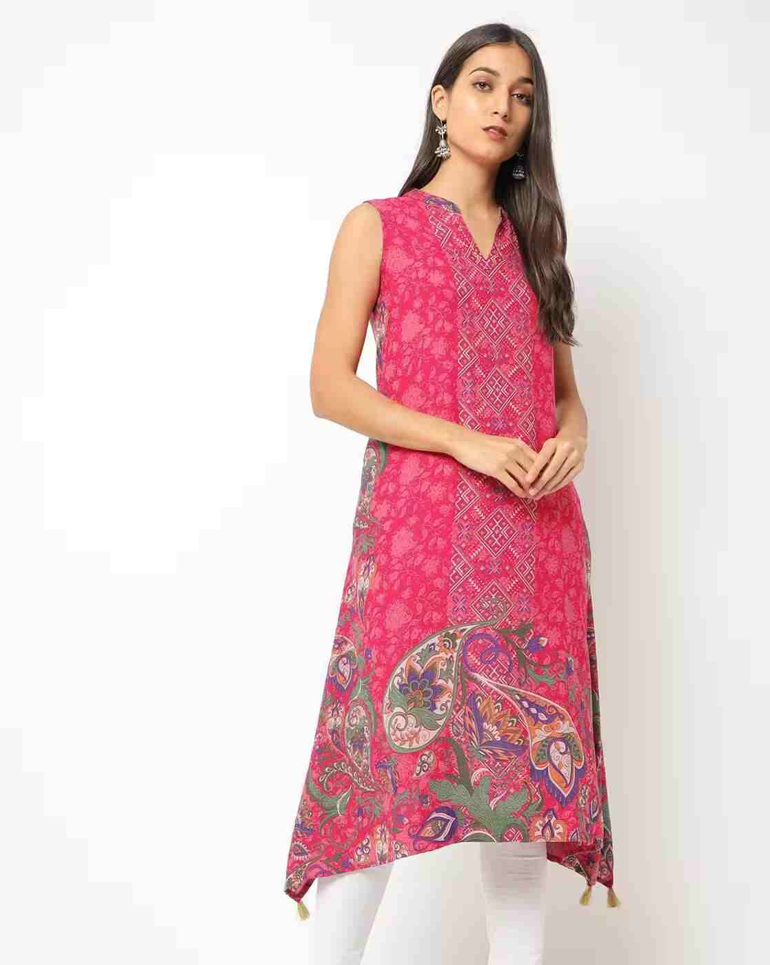 Floral Print Sleeveless A-line Kurta