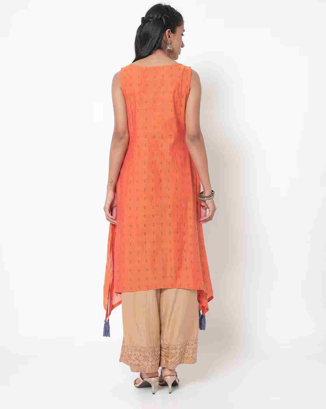 AVAASA MIX N' MATCH | Embroidered Boat-Neck Flared Kurta|2