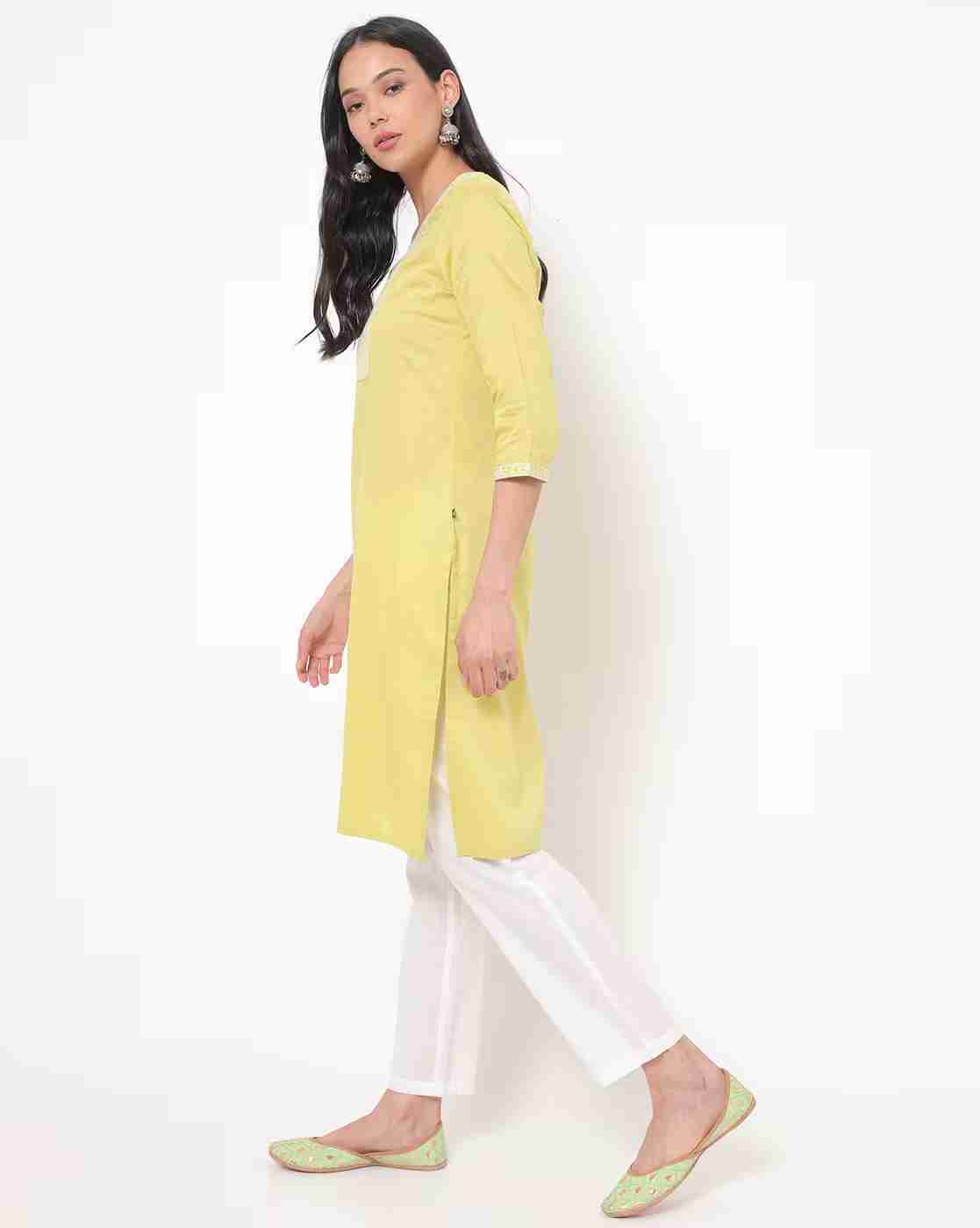 AVAASA MIX N' MATCH | Embroidered Straight Kurta|1