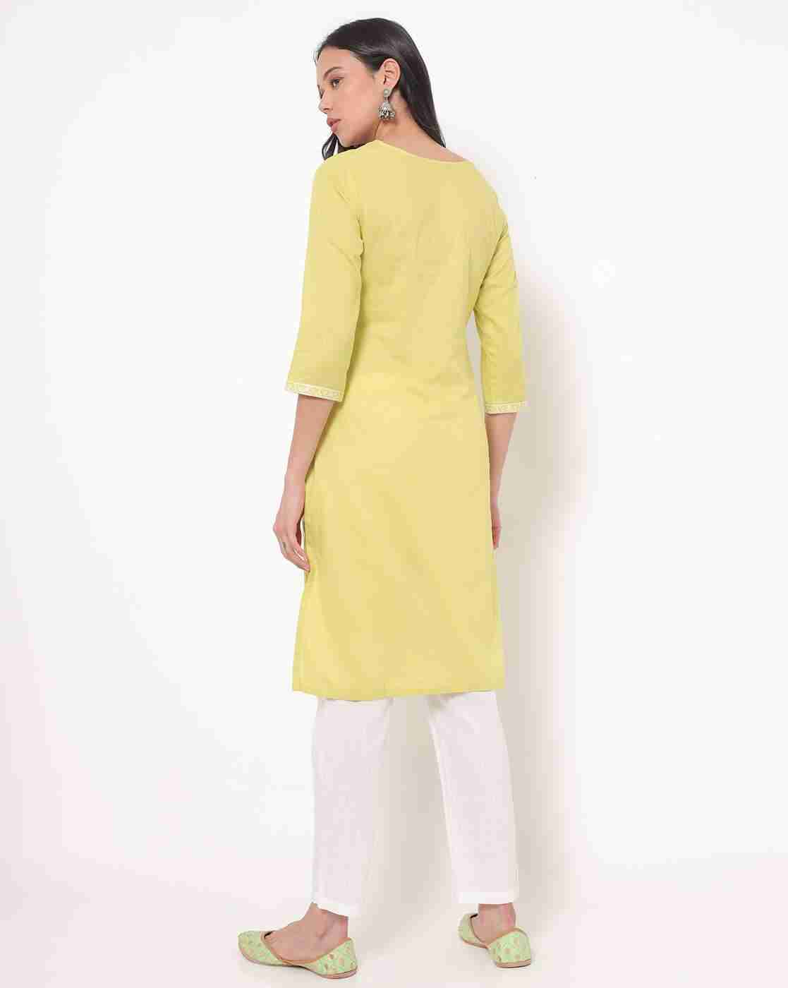 AVAASA MIX N' MATCH | Embroidered Straight Kurta|2