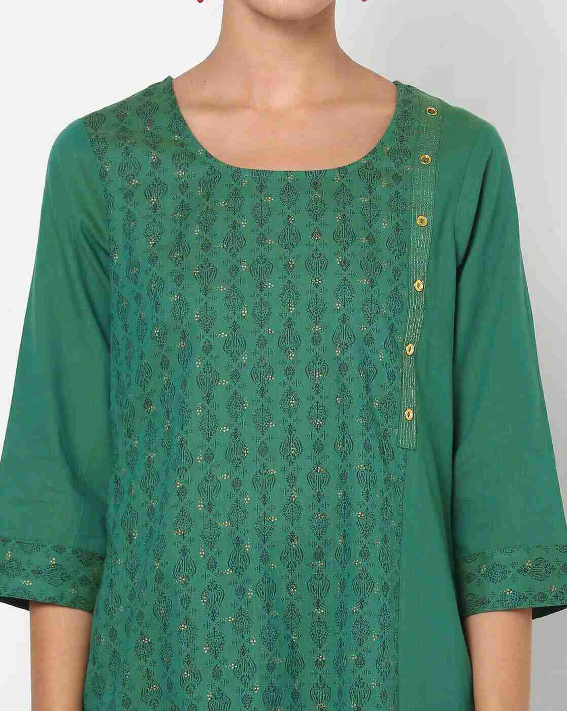 AVAASA MIX N' MATCH | Printed Straight Kurta with Button Placket|3