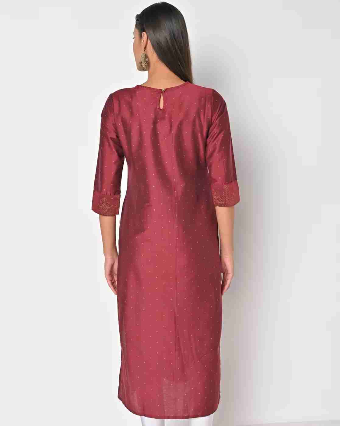 AVAASA MIX N' MATCH | Floral Print Round-Neck Straight Kurta|1