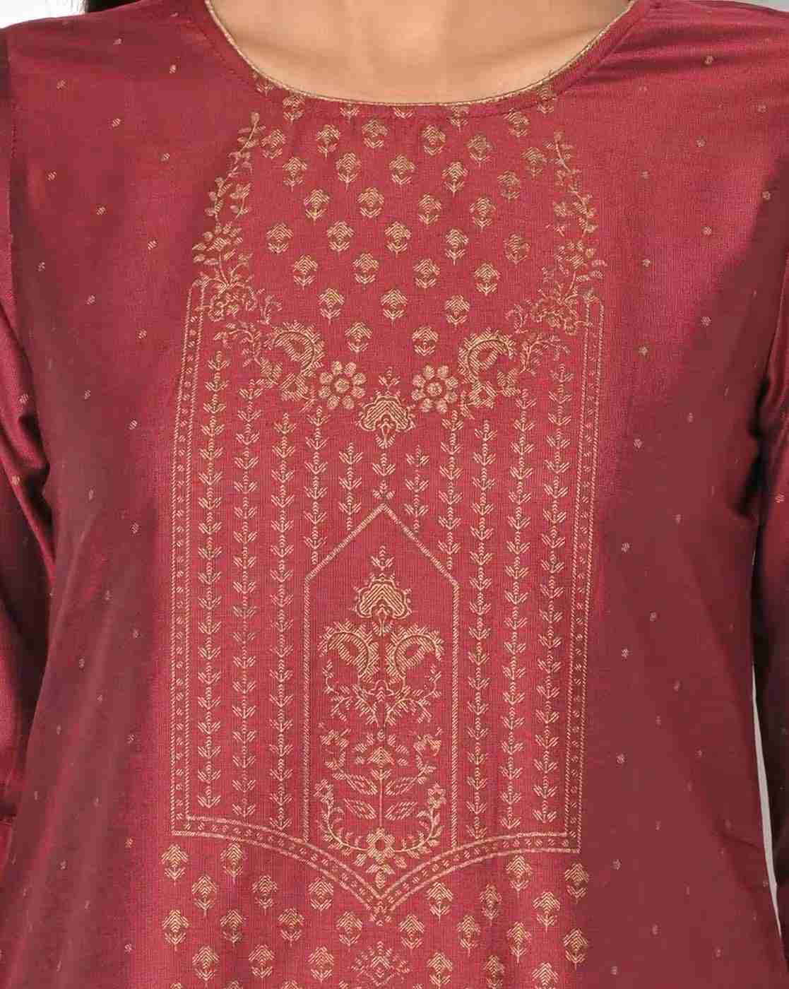 AVAASA MIX N' MATCH | Floral Print Round-Neck Straight Kurta|2