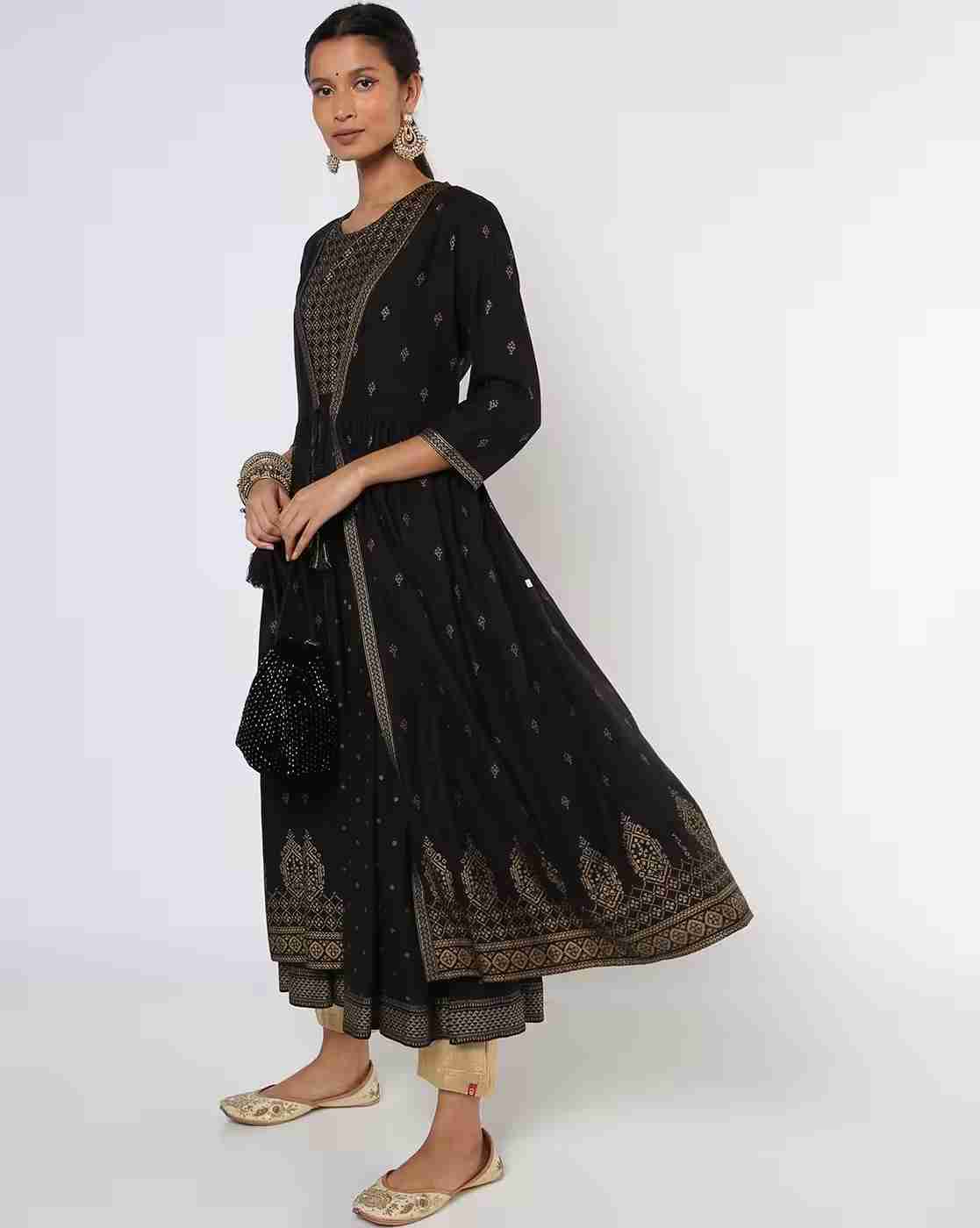 AVAASA MIX N' MATCH | Dual-Layered Tie-Up Flared Kurta|0