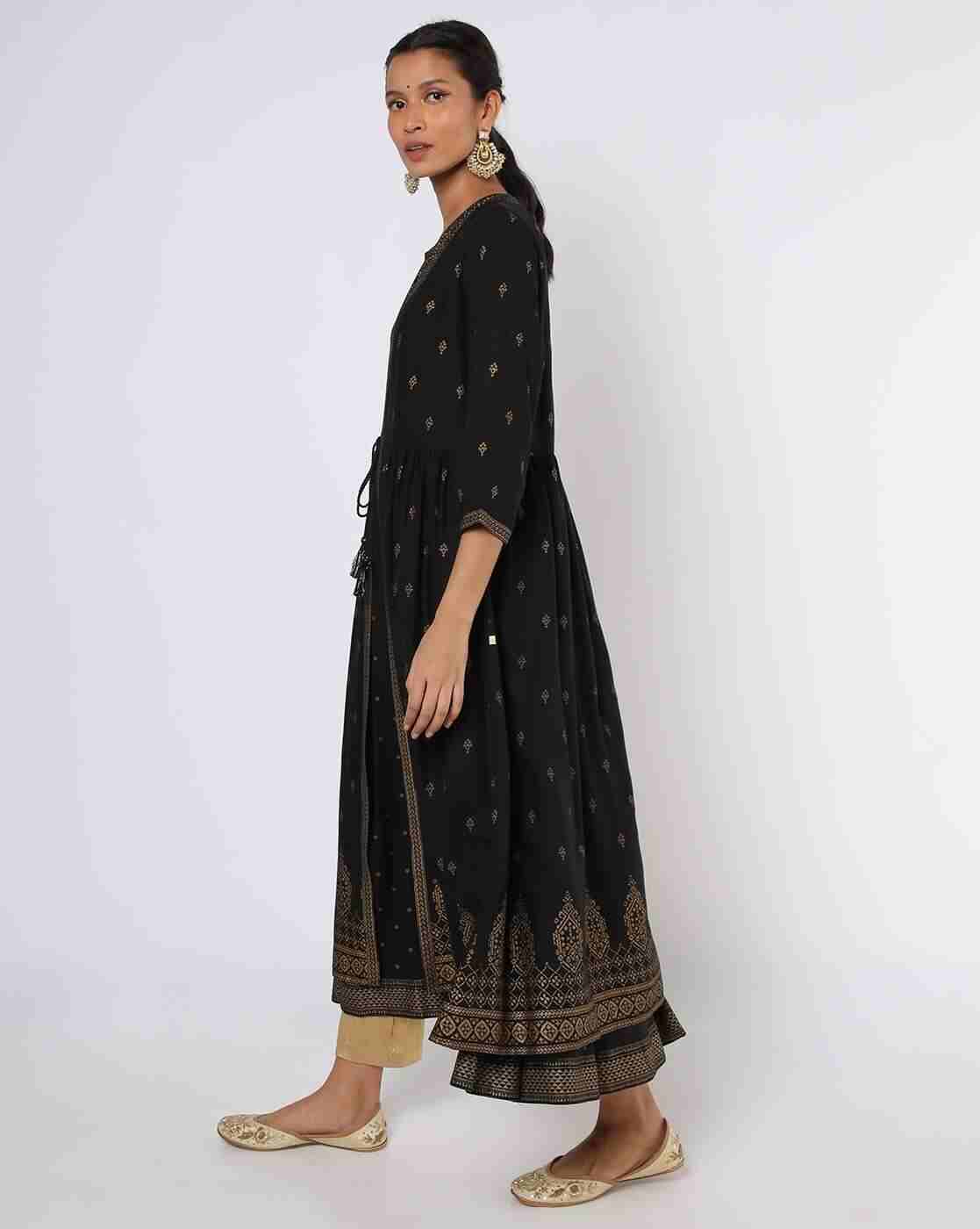 AVAASA MIX N' MATCH | Dual-Layered Tie-Up Flared Kurta|1