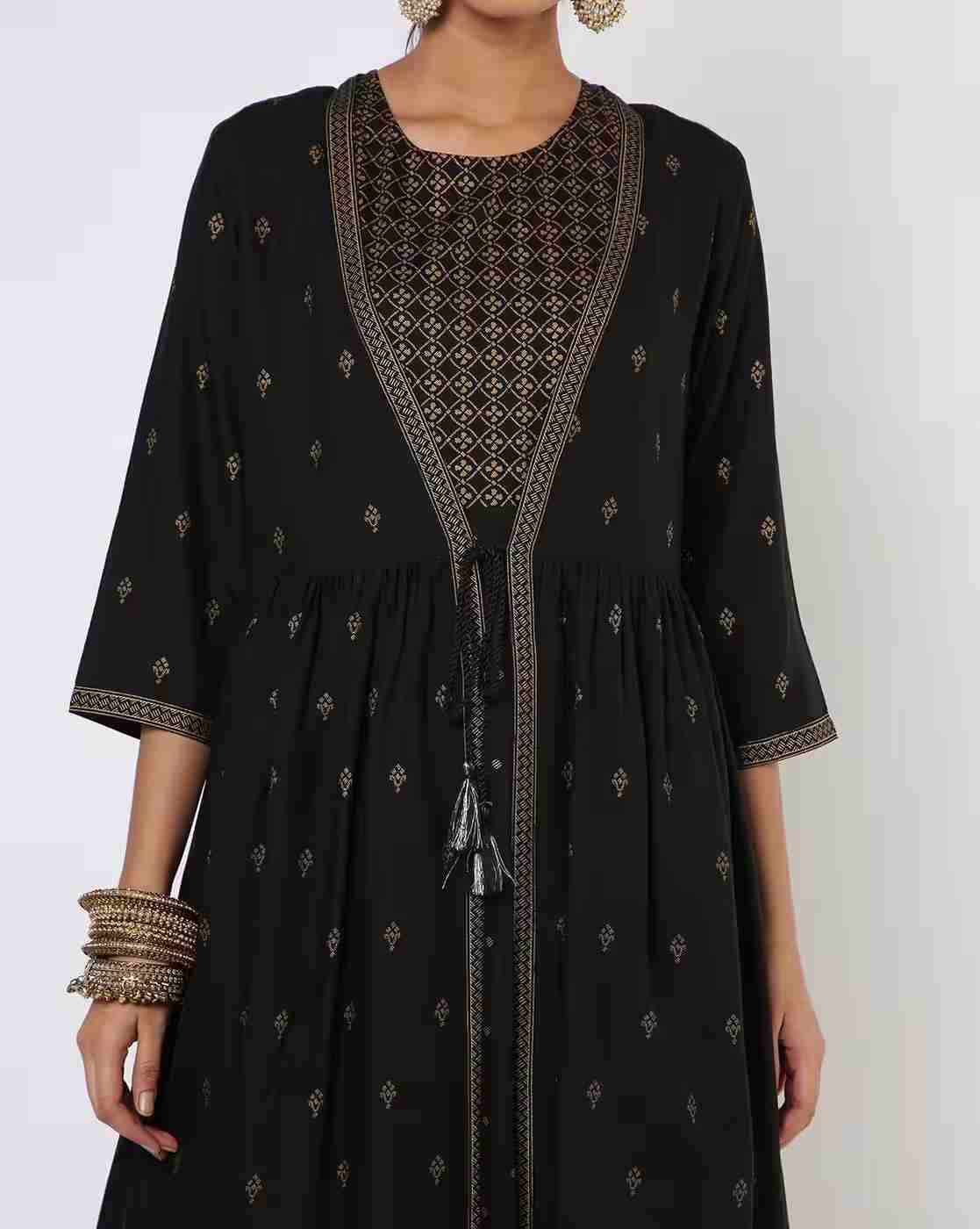 AVAASA MIX N' MATCH | Dual-Layered Tie-Up Flared Kurta|3
