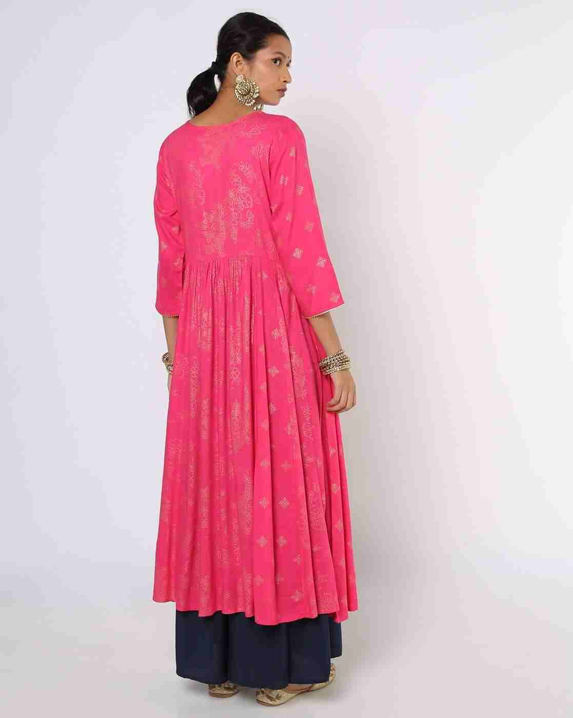 AVAASA MIX N' MATCH | Floral Fit & Flare Kurta with Side Tie-Ups|2