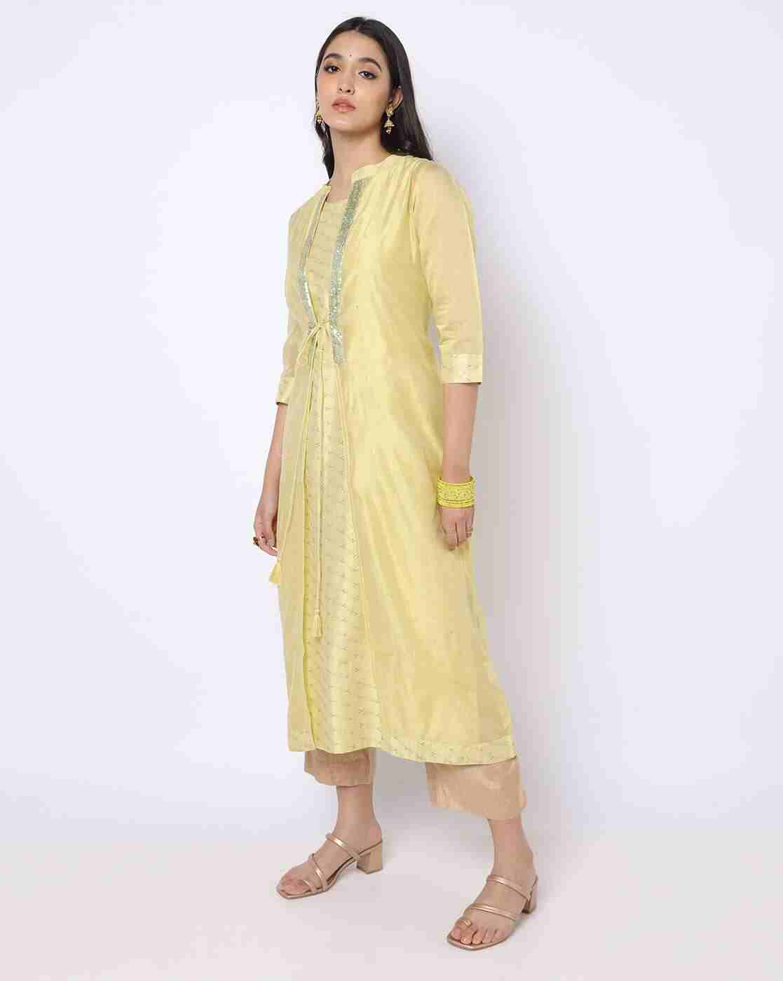AVAASA MIX N' MATCH | Embellished Straight Kurta with Shrug|0