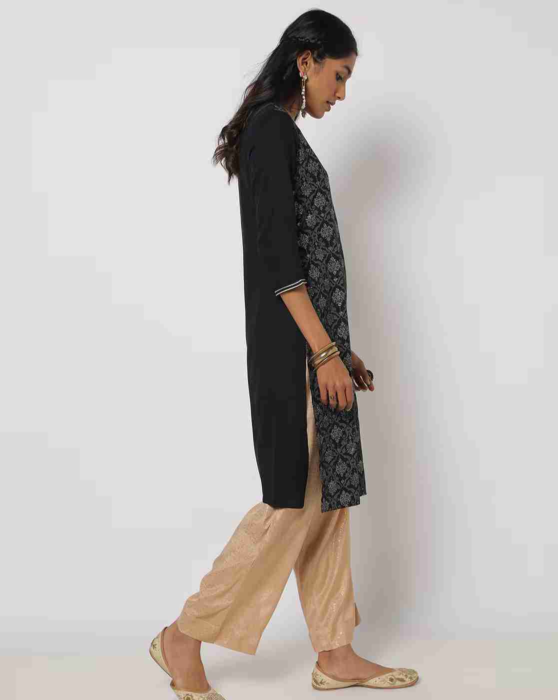 AVAASA MIX N' MATCH | Printed Round-Neck Straight Kurta|1