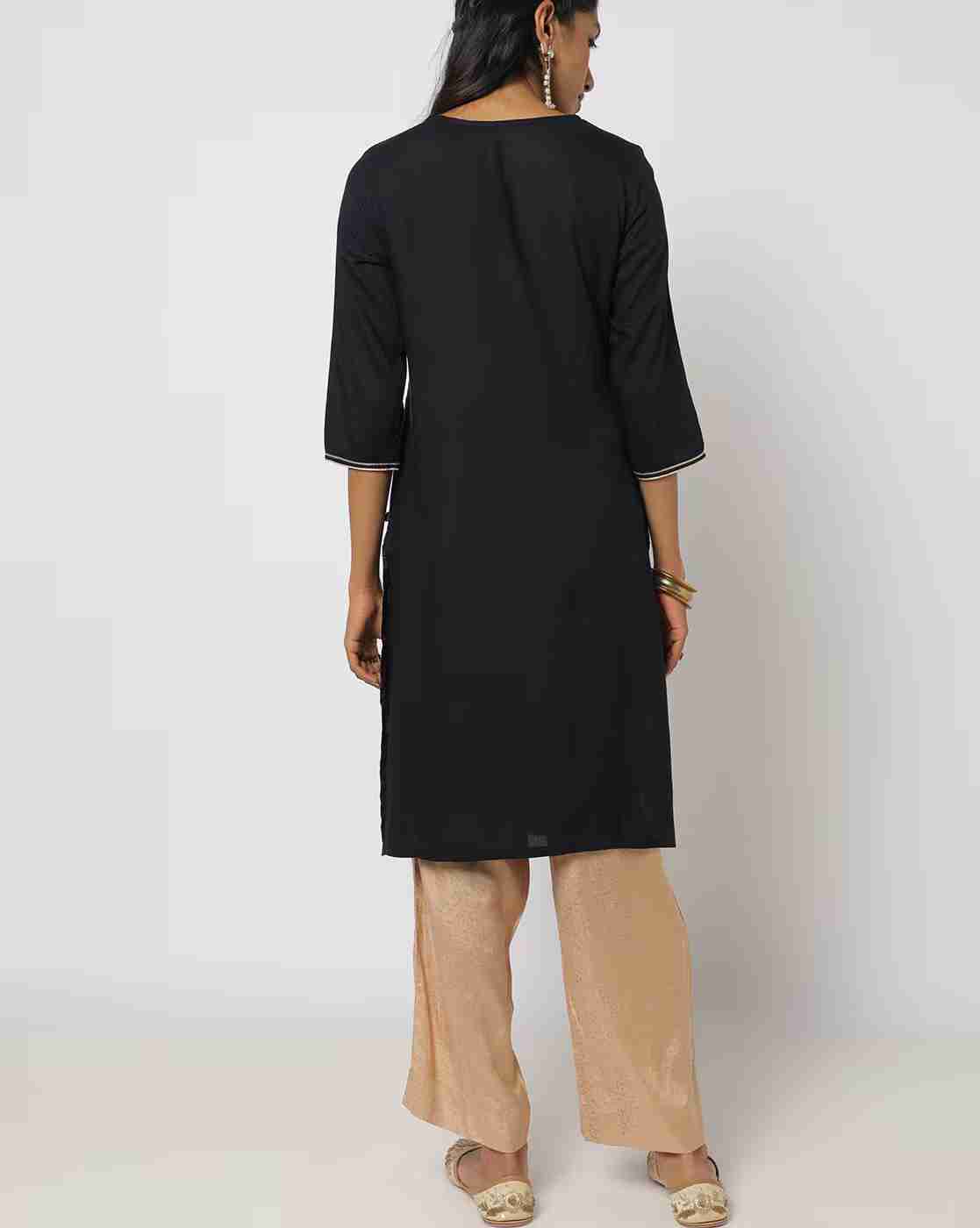 AVAASA MIX N' MATCH | Printed Round-Neck Straight Kurta|2
