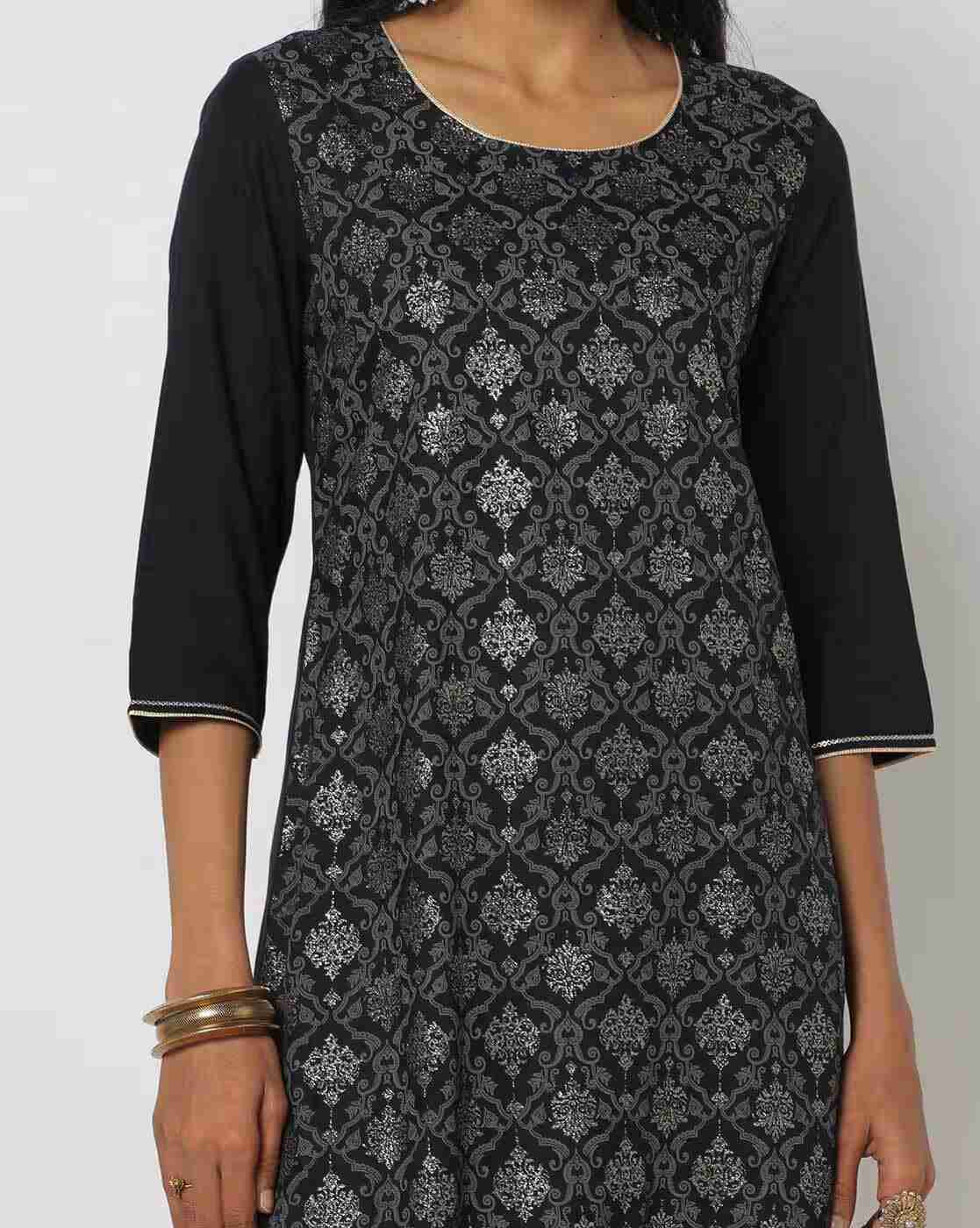 AVAASA MIX N' MATCH | Printed Round-Neck Straight Kurta|3
