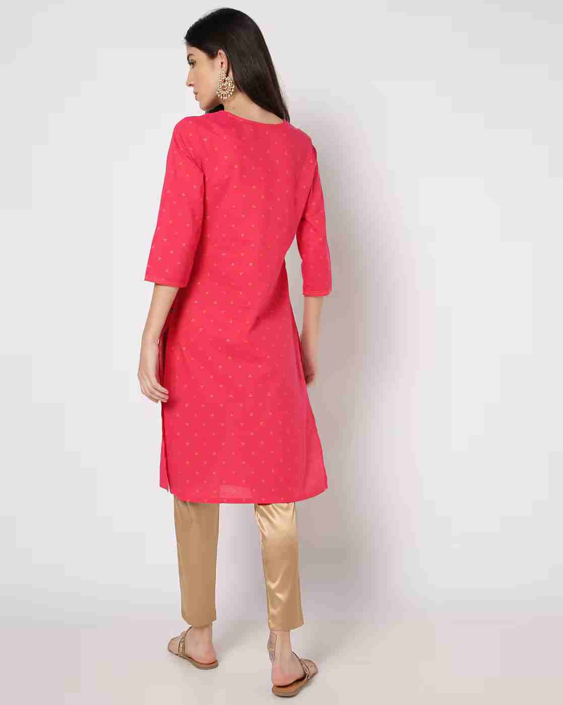 AVAASA MIX N' MATCH | Straight Kurta with Embroidered Yoke|2