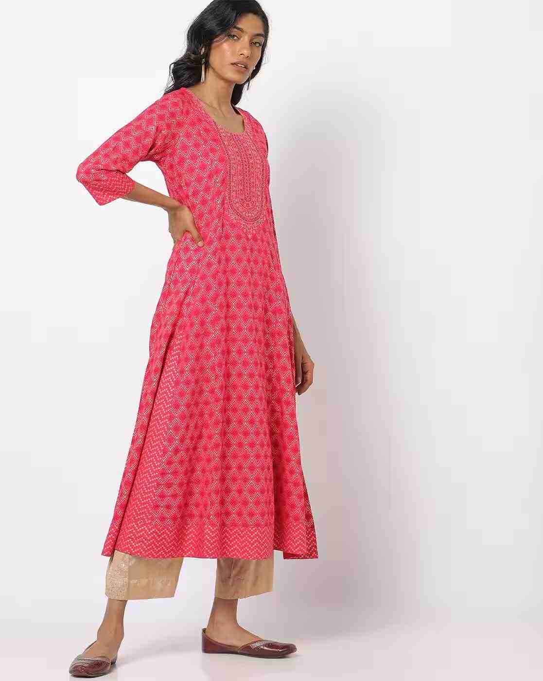 AVAASA MIX N' MATCH | Embroidered Round-Neck Anarkali Kurta|0