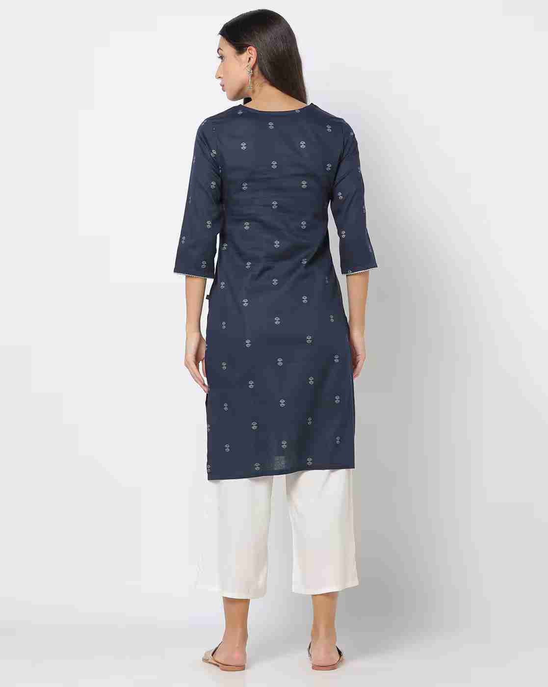 AVAASA MIX N' MATCH | Floral Print Round-Neck Straight Kurta|2