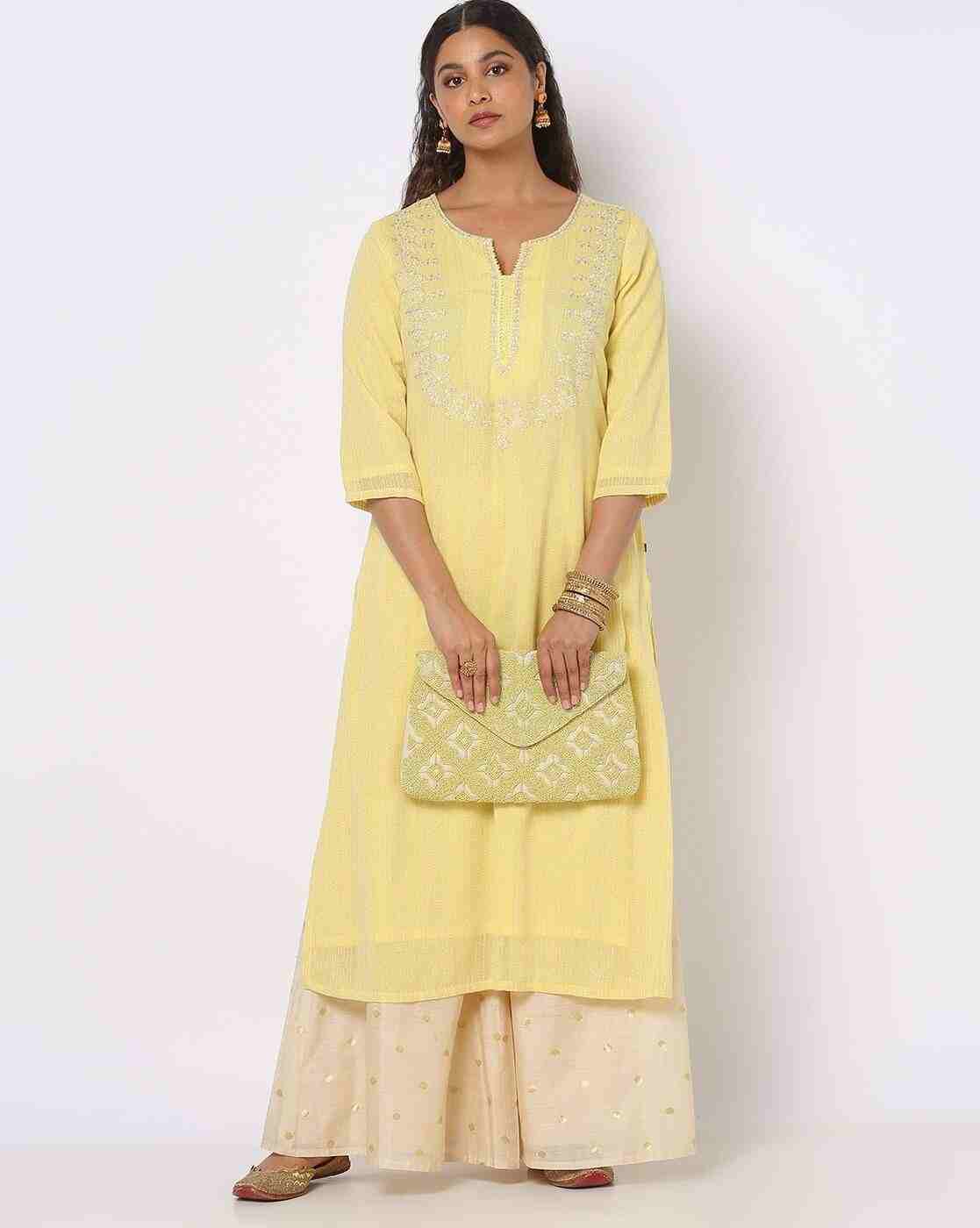AVAASA MIX N' MATCH | Embellished Round-Neck Straight Kurta|0