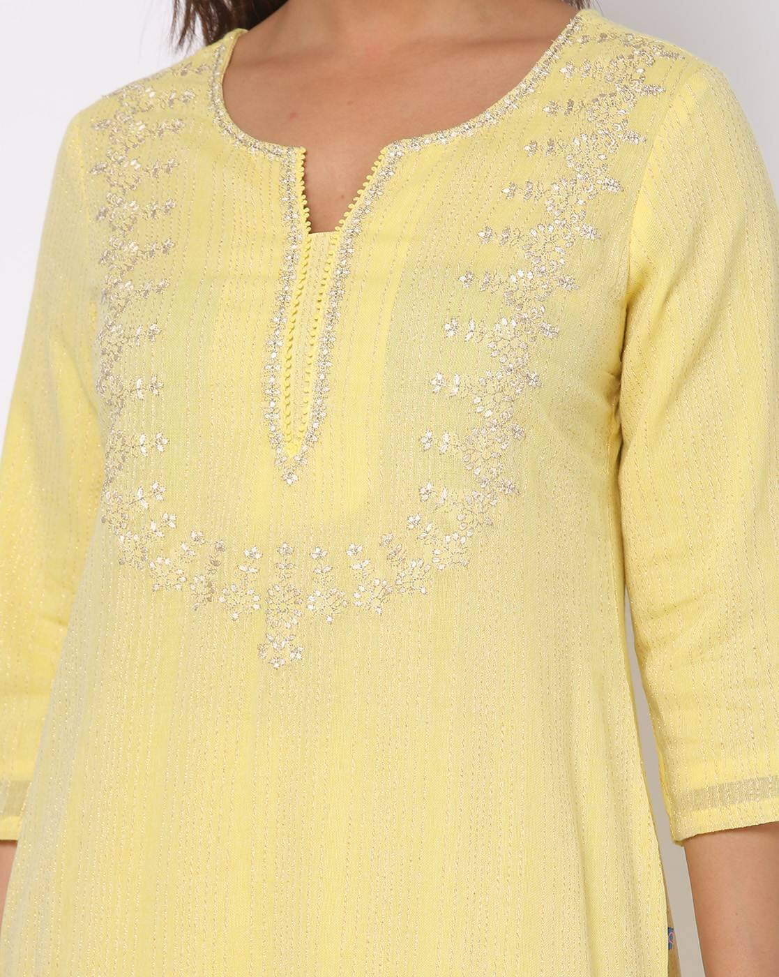 AVAASA MIX N' MATCH | Embellished Round-Neck Straight Kurta|3