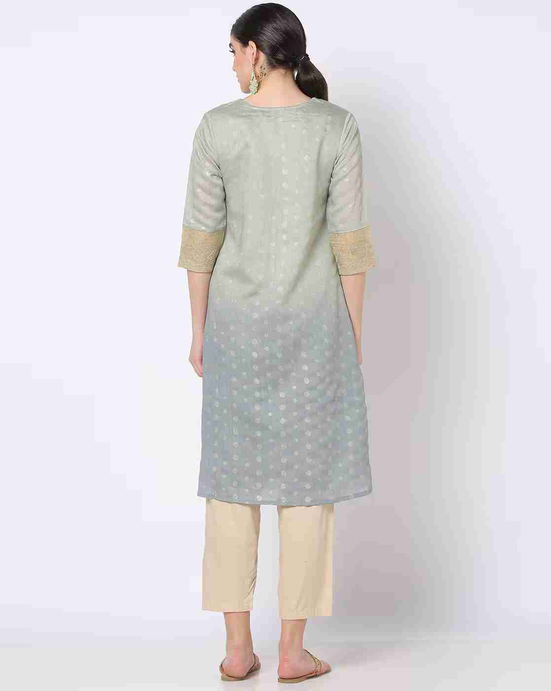 AVAASA MIX N' MATCH | Foil Print A-Line Kurta|2