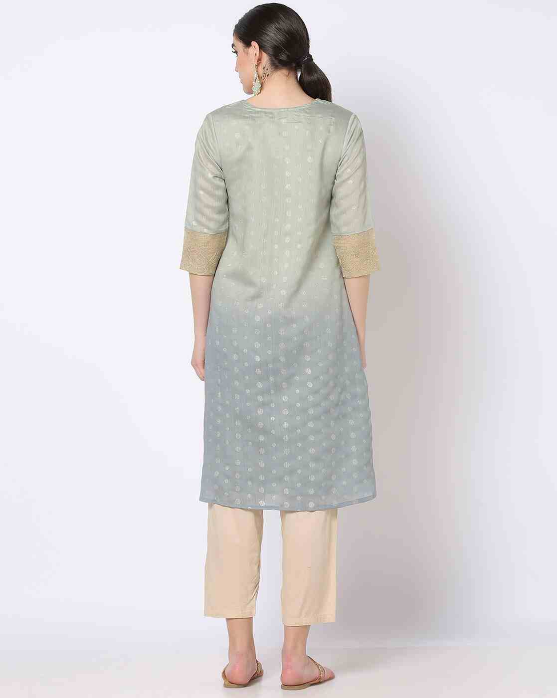 AVAASA MIX N' MATCH | Foil Print A-Line Kurta|2