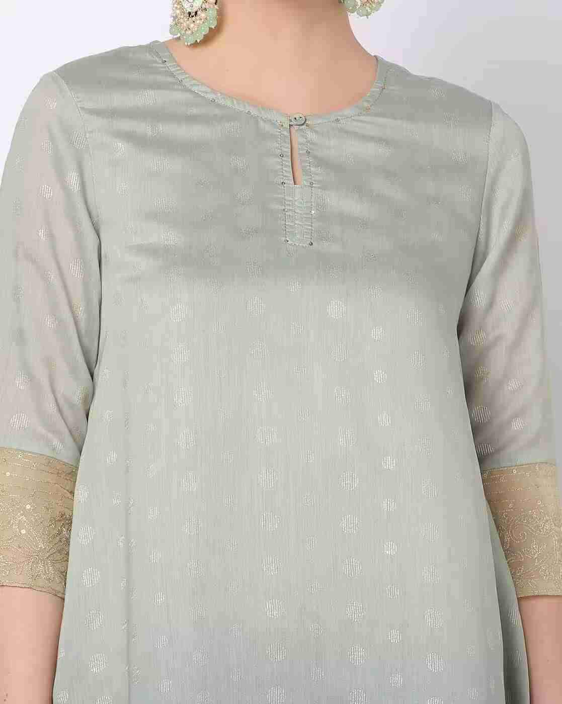AVAASA MIX N' MATCH | Foil Print A-Line Kurta|3