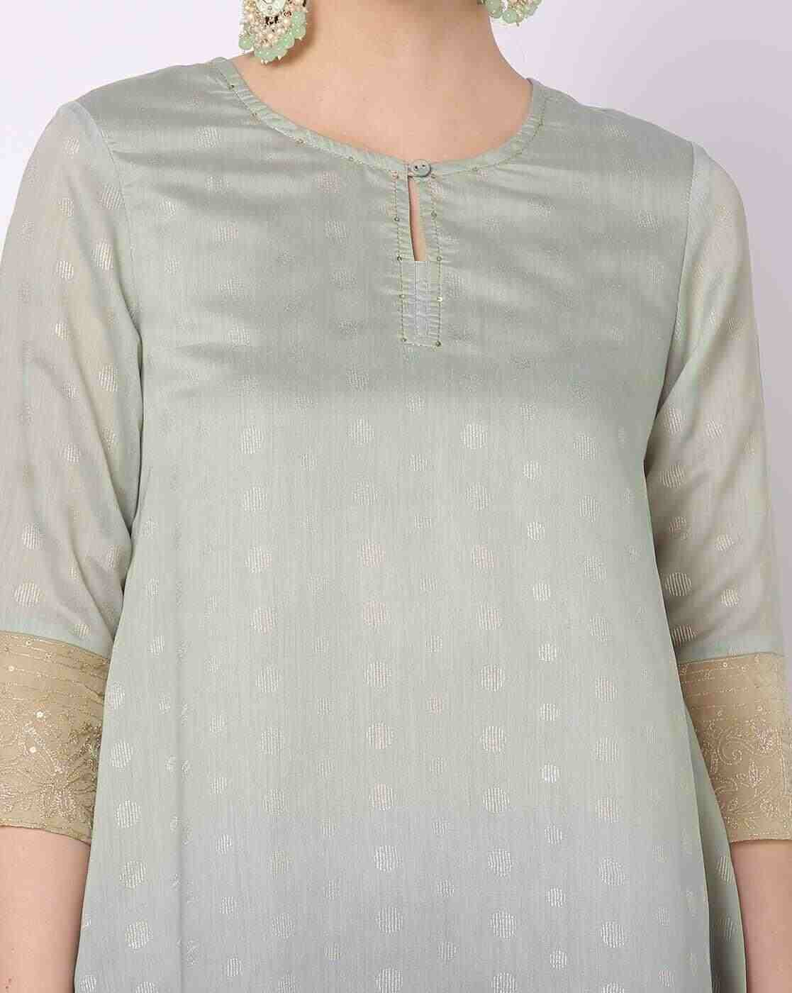 AVAASA MIX N' MATCH | Foil Print A-Line Kurta|3