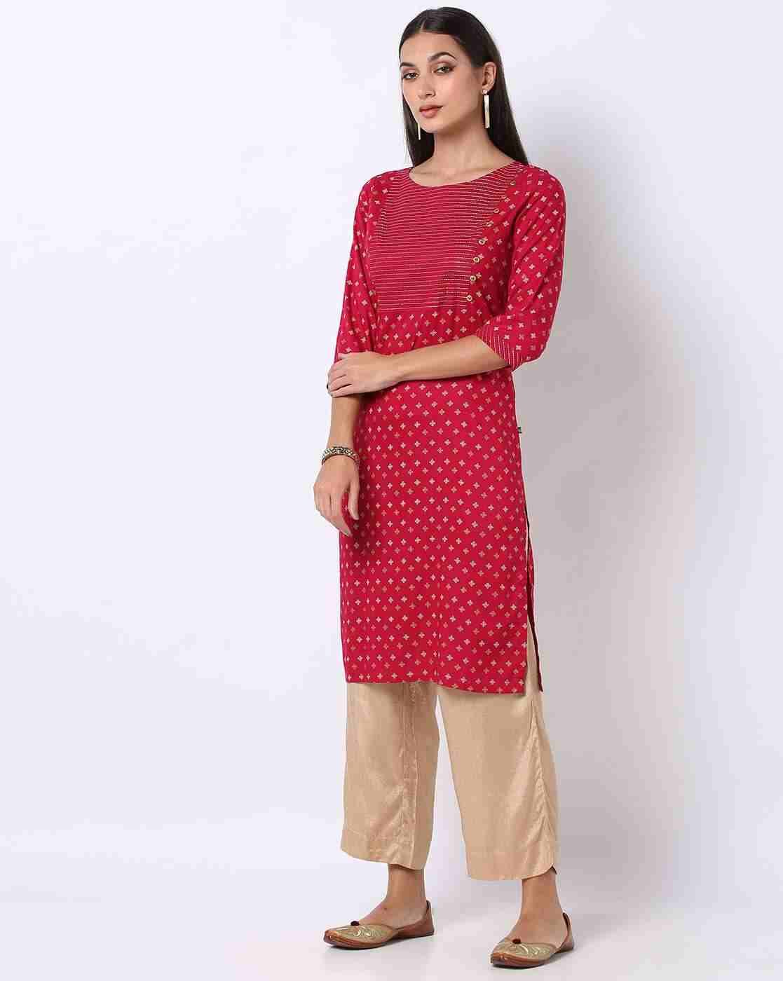 AVAASA MIX N' MATCH | Floral Print Round-Neck Straight Kurta|0