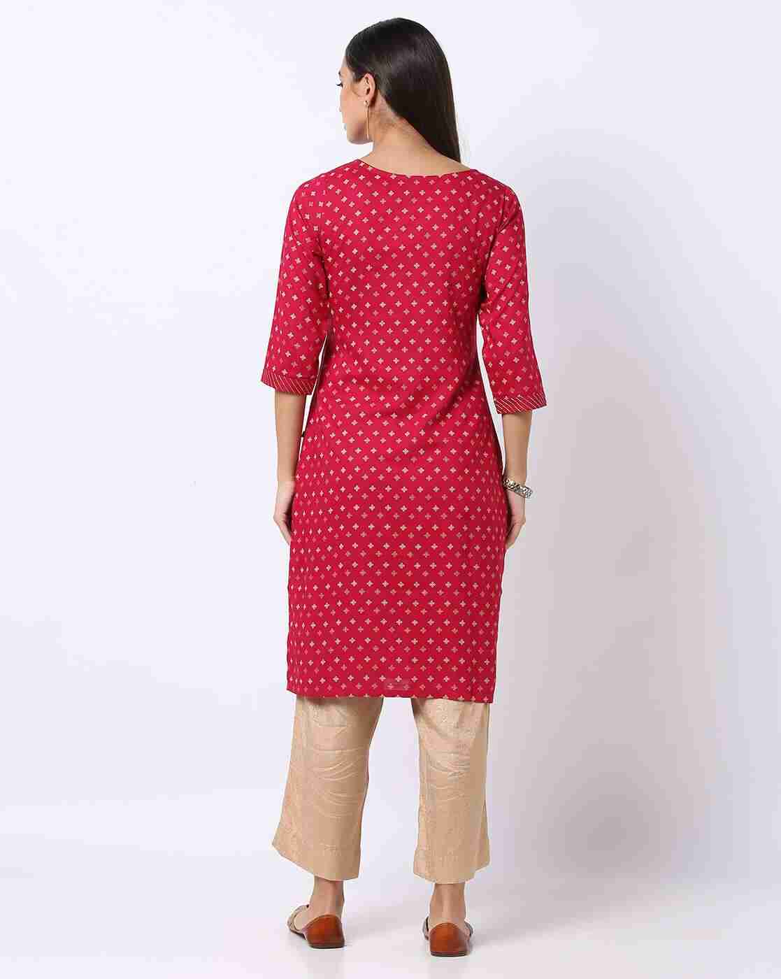 AVAASA MIX N' MATCH | Floral Print Round-Neck Straight Kurta|2