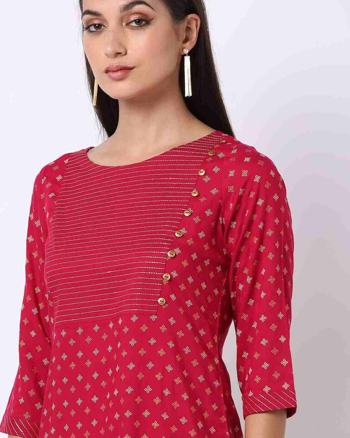 AVAASA MIX N' MATCH | Floral Print Round-Neck Straight Kurta|3