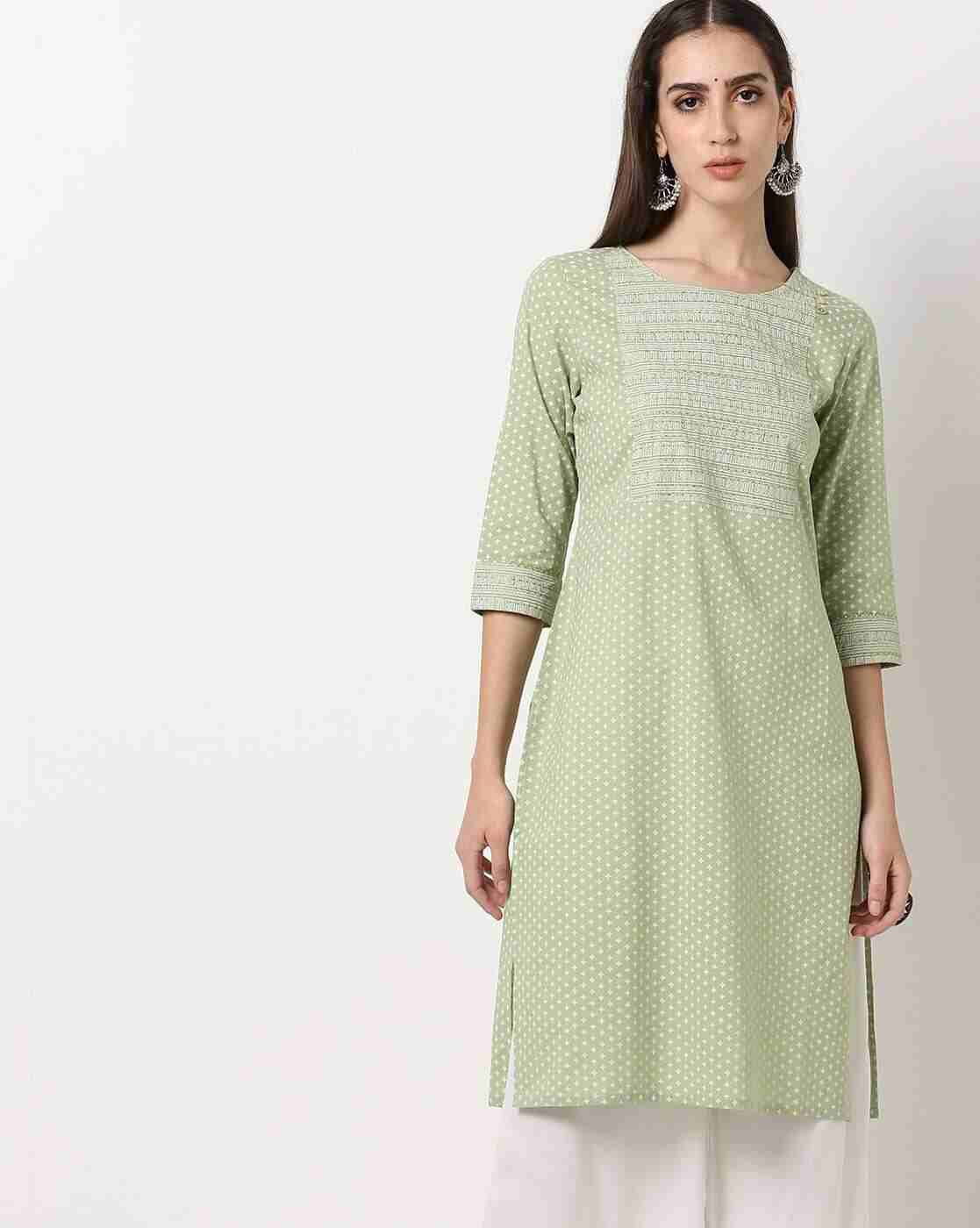 AVAASA MIX N' MATCH | Printed Straight Kurta with Embroidered Yoke|0