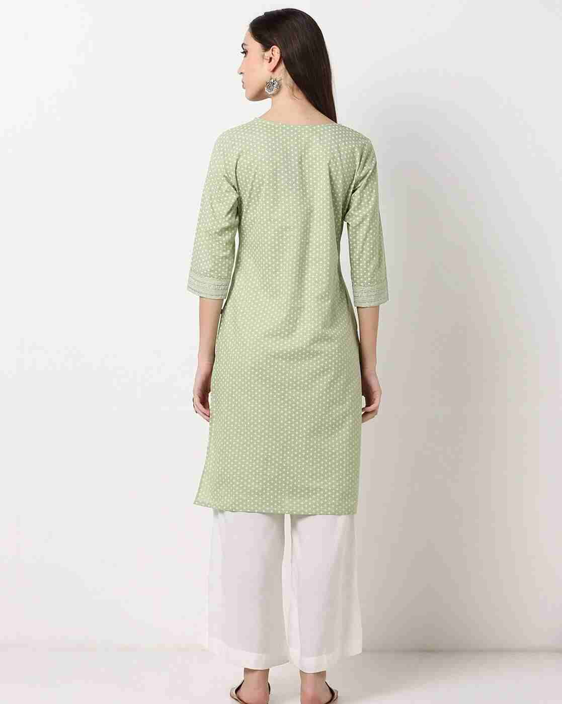 AVAASA MIX N' MATCH | Printed Straight Kurta with Embroidered Yoke|2