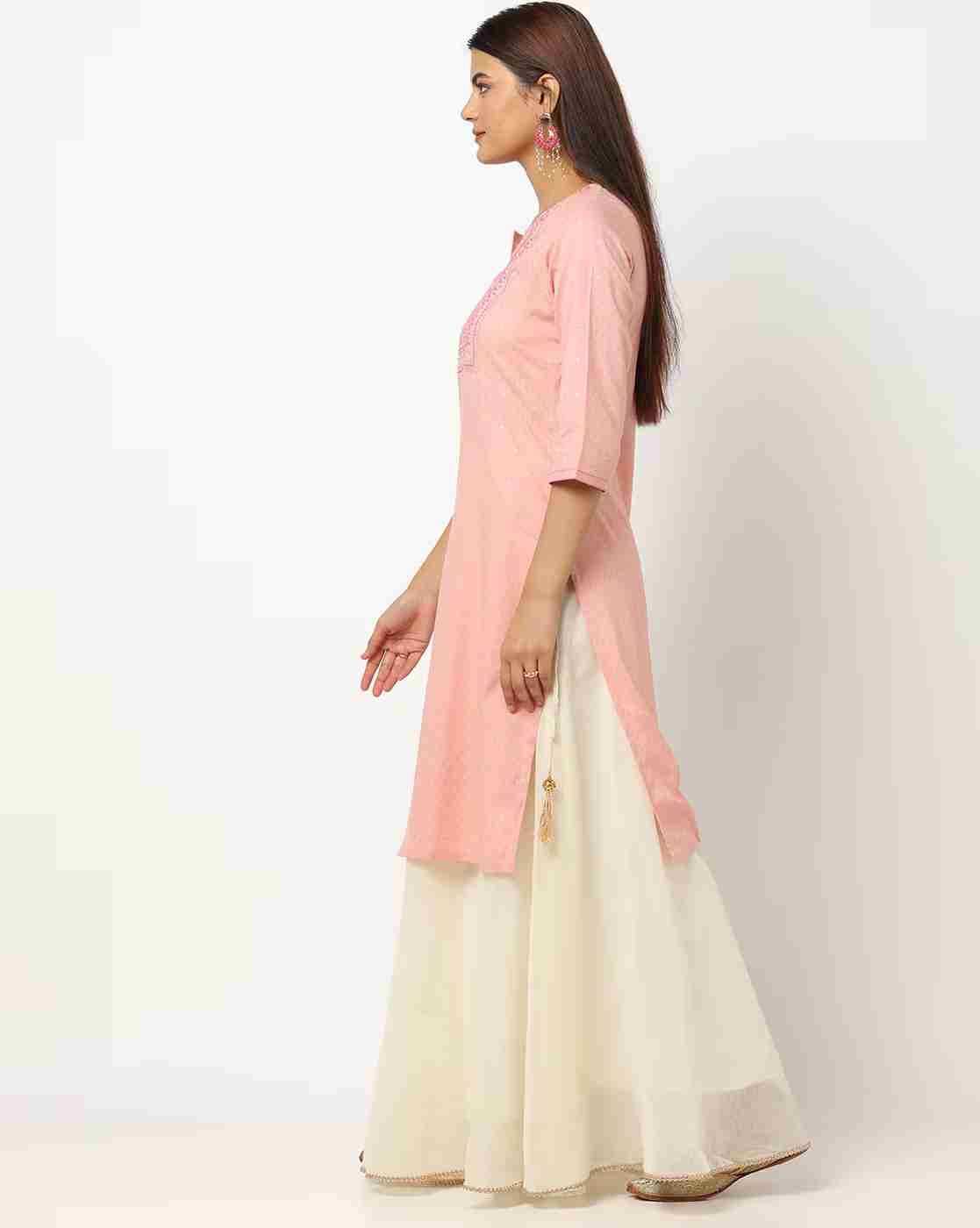 AVAASA MIX N' MATCH | Embroidered Straight Kurta|1