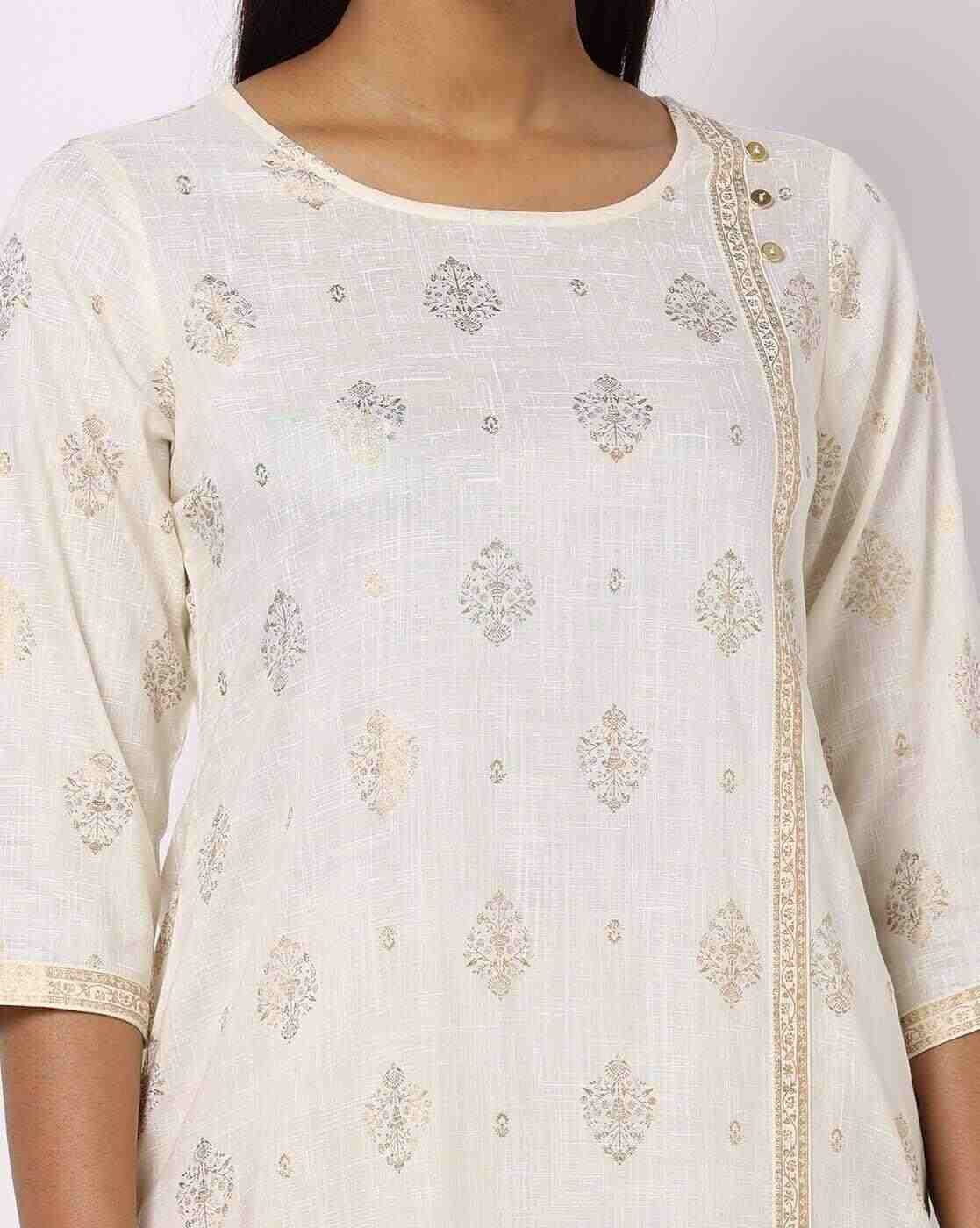 AVAASA MIX N' MATCH | Foil Print Straight Kurta|3