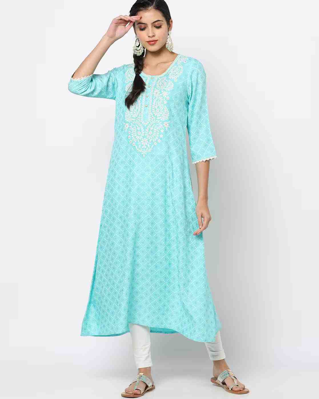 AVAASA MIX N' MATCH | A-Line Kurta with Embroidered Yoke|0