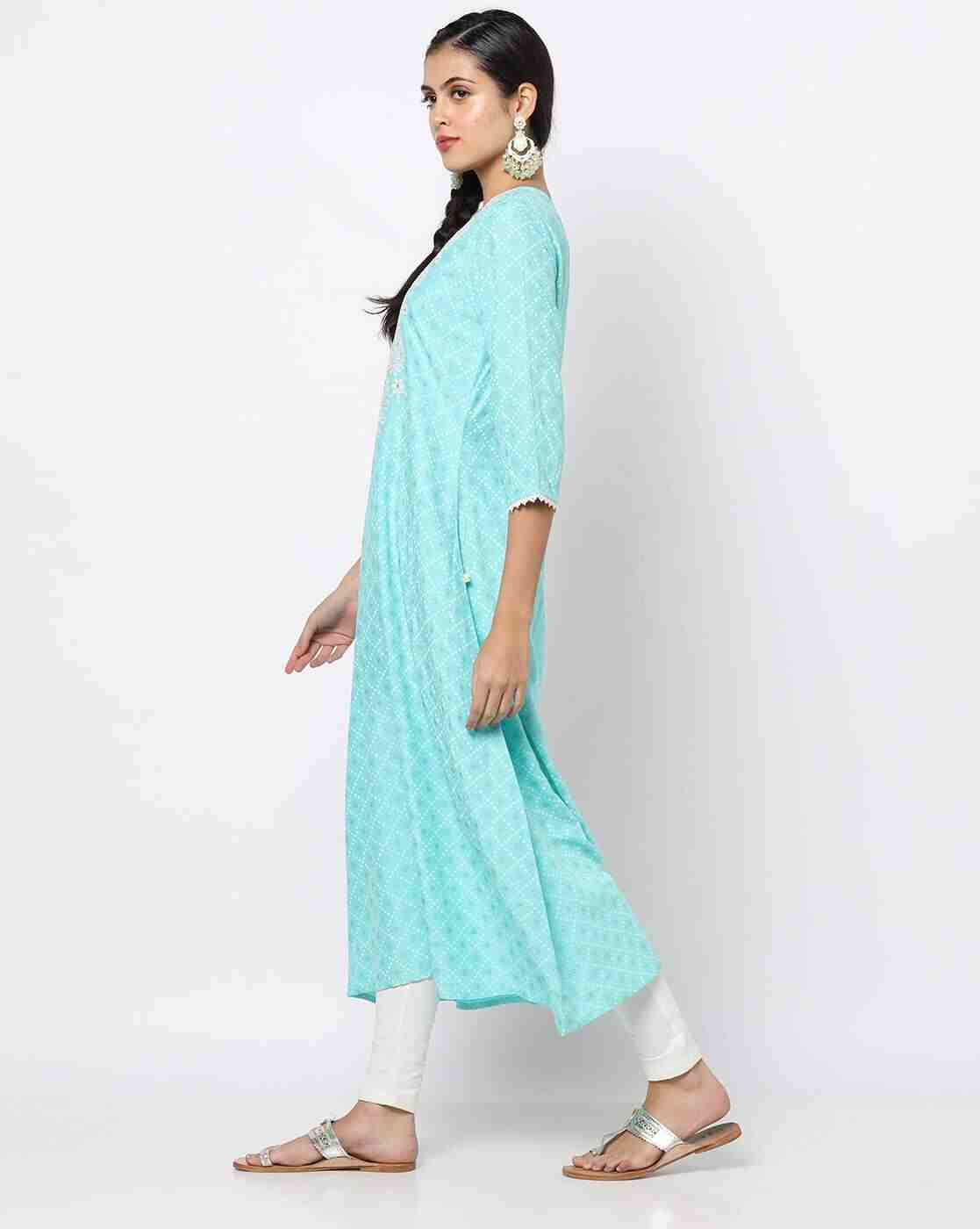 AVAASA MIX N' MATCH | A-Line Kurta with Embroidered Yoke|1