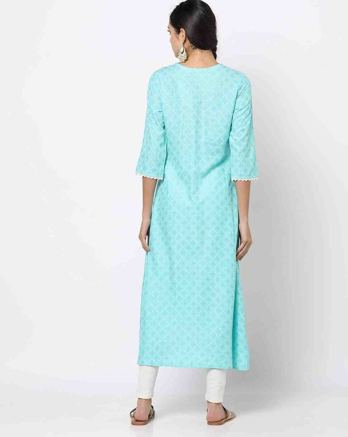 AVAASA MIX N' MATCH | A-Line Kurta with Embroidered Yoke|2