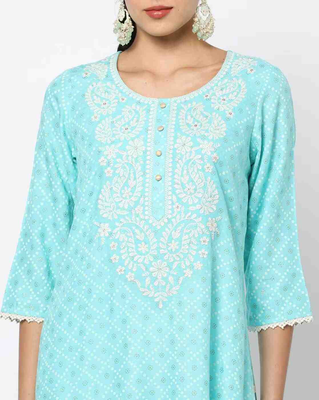AVAASA MIX N' MATCH | A-Line Kurta with Embroidered Yoke|3