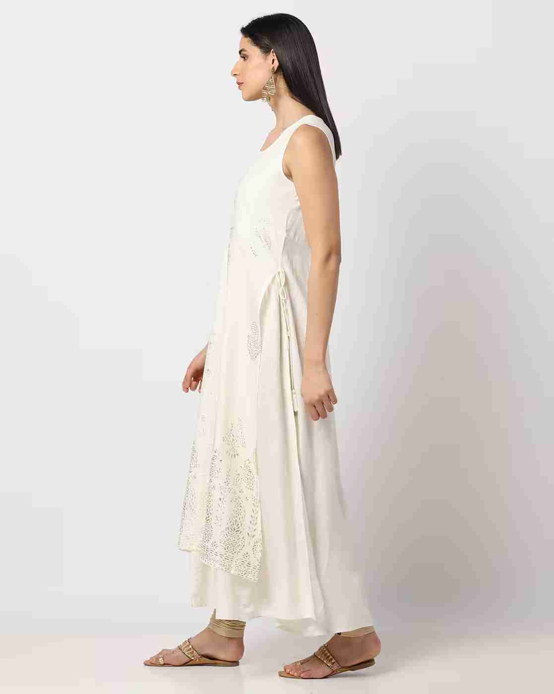 AVAASA MIX N' MATCH | Foil Print Straight Layered Kurta|1