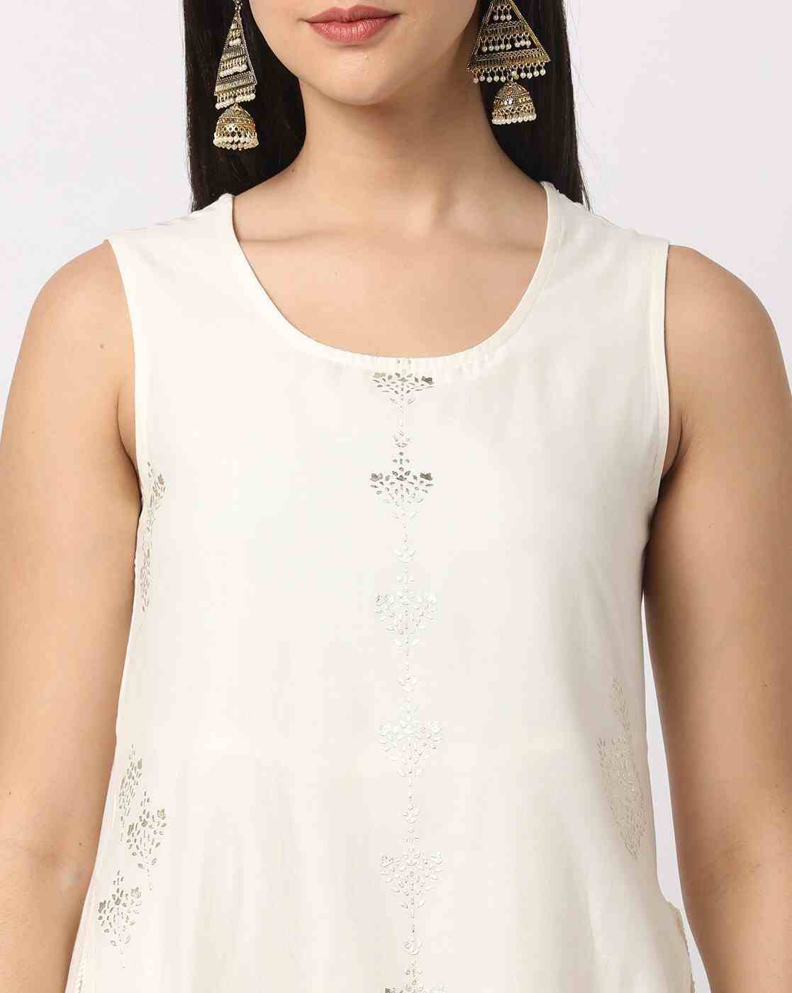 AVAASA MIX N' MATCH | Foil Print Straight Layered Kurta|3